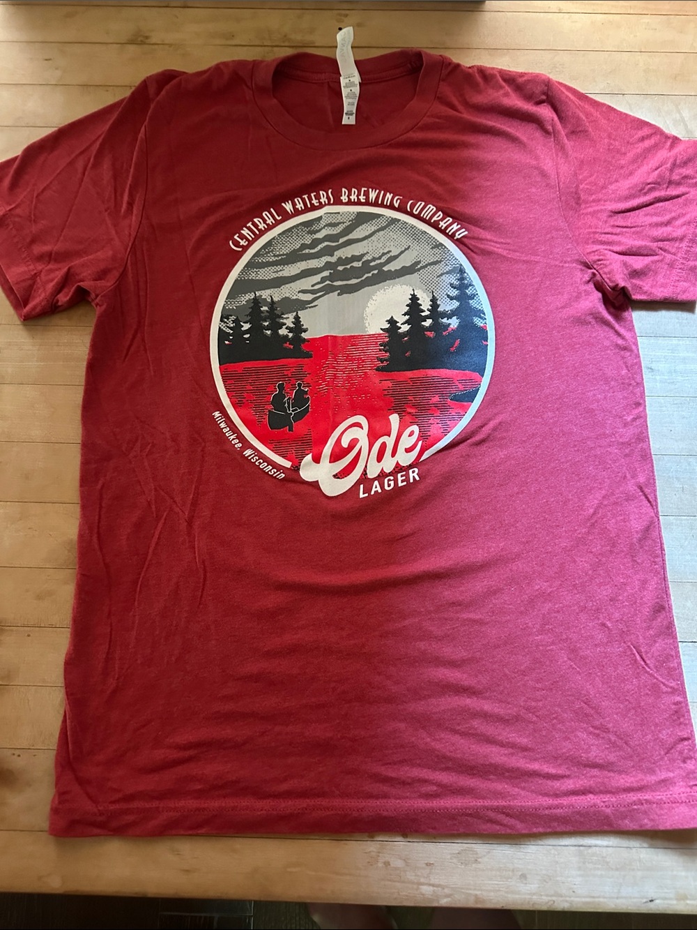 Bella Canvas Red 'Ode Lager' Central Waters Brewing Graphic Tee